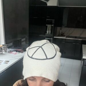Wildfox Cream Sequin Peace Knit Beanie